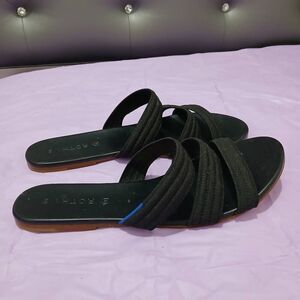 Rothys womens size 9.5 triple band black flat sandals